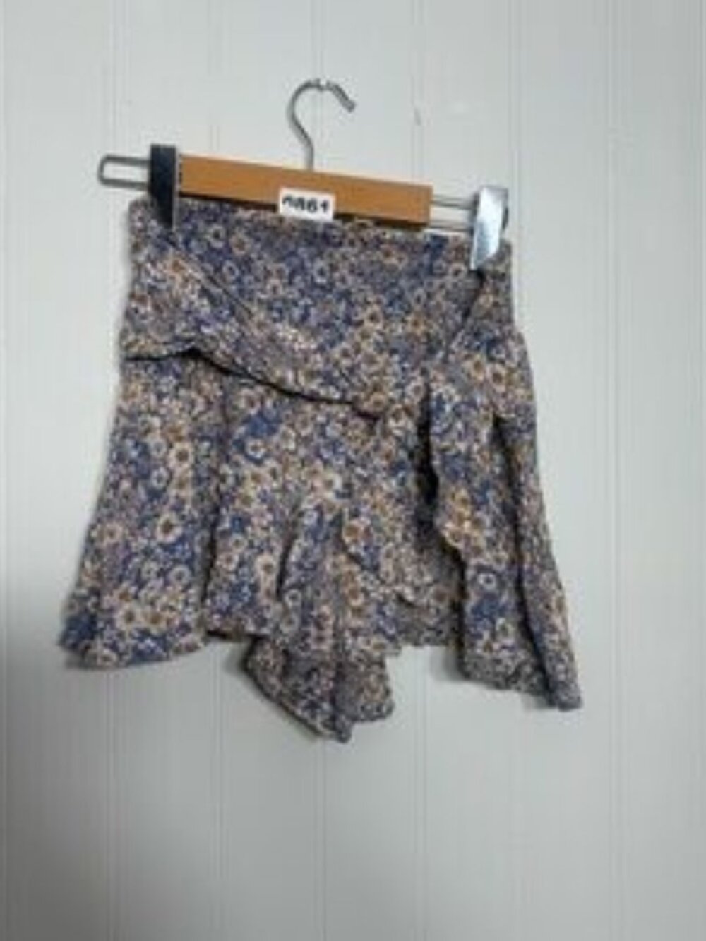 Patrons of Peace Floral Wrap Skort Blue Boho Ruffle Mini Y2K Cottagecore